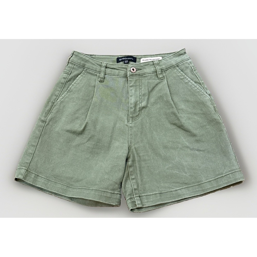 BCBG Generation Relaxed Trouser Shorts Green High Waist Shorts 26